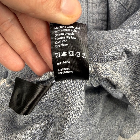 Flint and Tinder Shirt Mens 3XL Blue Selvedge Chambray Slim Fit Long Sleeve - Picture 10 of 13